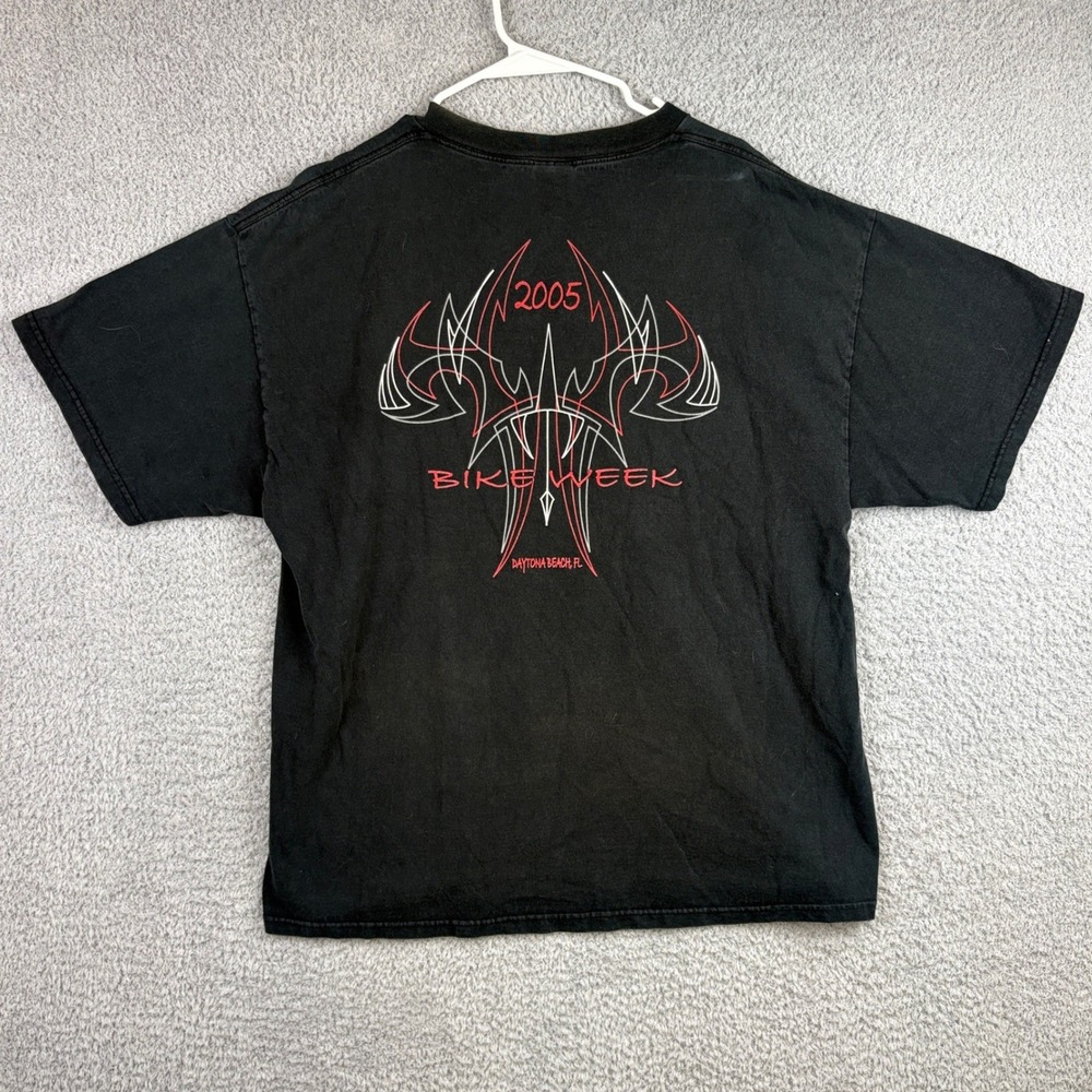 Vintage Delta Bike Week Shirt Mens XL Black 2005 Daytona Beach Graphic Y2K Faded